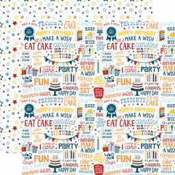 Echo Park - Birthday Boy Collection - Double-Sided Cardstock - Yippee  - папір 30x30 см