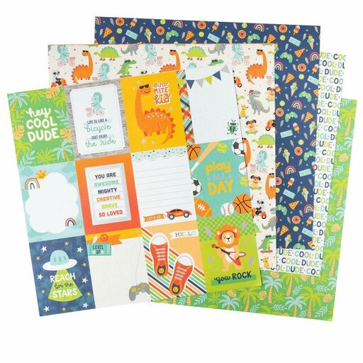 Pebbles - Cool Boy Collection - Double-Sided Paper Pad 12"X12" - 1/2 набору паперу 30x30 см