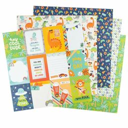 Pebbles - Cool Boy Collection - Double-Sided Paper Pad 12"X12" - 1/2 набору паперу 30x30 см