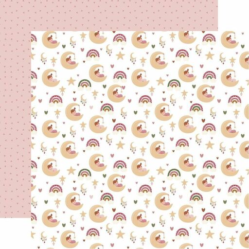 Echo Park - Special Delivery Baby Girl Collection - Double-Sided Cardstock - Sleepy Baby Girl - папір 30x30 см