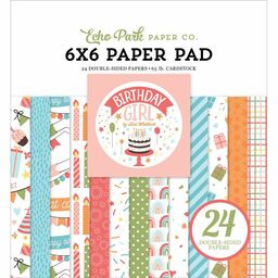 Echo Park - Birthday Girl Collection - Double-Sided Paper Pad - 1/2 набору паперу 15x15 см