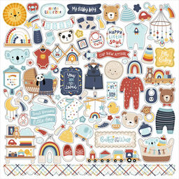 Echo Park - Baby On Board Boy Collection - Cardstock Stickers - наклейки