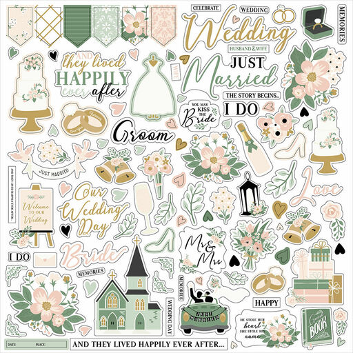 Echo Park - Marry me Collection - Cardstock Stickers - наклейки