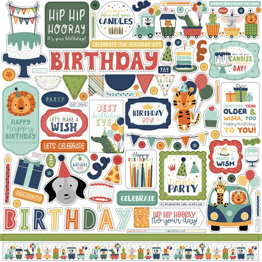 Echo Park - A Birthday Wish Boy Collection - Cardstock Stickers - наклейки