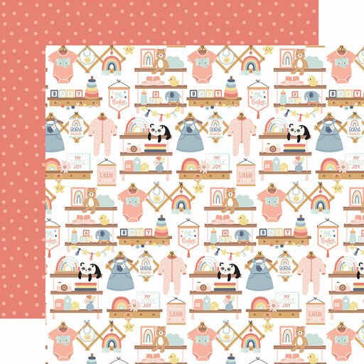 Echo Park - Baby On Board Girl Collection - Double-Sided Cardstock - Baby Girl Nursery - папір 30x30 см