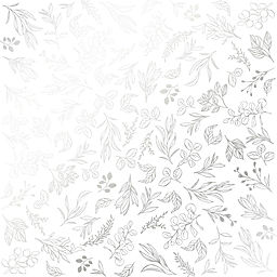 Лист одностороннього паперу з фольгуванням "Silver Branches White"(22-007)