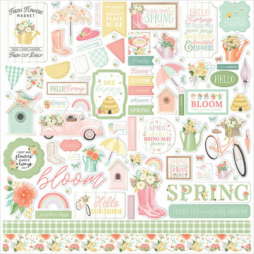 Echo Park - Here Comes Spring Collection - Cardstock Stickers - наклейки