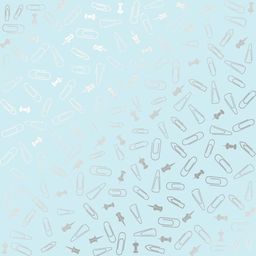 Лист одностороннього паперу з фольгуванням "Silver Drawing pins and paperclips, Blue" (30-014)