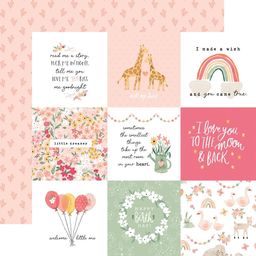 Echo Park - Welcome Baby Girl Collection - Double-Sided Cardstock - 4"X4" Journaling Cards - папір 30x30 см