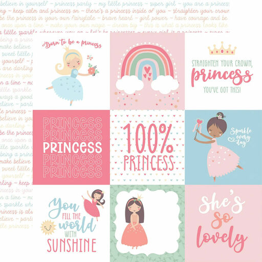 Echo Park - Our Little Princess Collection - Double-Sided Cardstock - 4"X4" Journaling Cards - папір 30x30 см