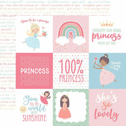 Echo Park - Our Little Princess Collection - Double-Sided Cardstock - 4"X4" Journaling Cards - папір 30x30 см
