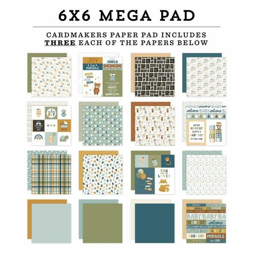 Echo Park - Special Delivery Baby Boy Collection - Double-Sided Paper Pad - 1/3 (16 листів) набору паперу 15x15 см