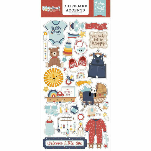 Echo Park - Baby On Board Boy Collection - Accents Chipboard Stickers - чіпборд
