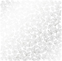 Лист одностороннього паперу з фольгуванням "Silver Rose Leaves White" (27-013)