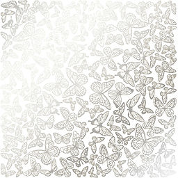 Лист одностороннього паперу з фольгуванням "Silver Butterflies White" (21-009)