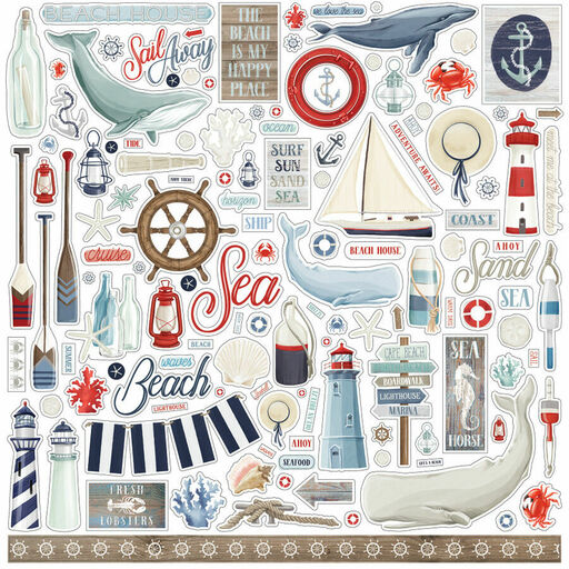 Echo Park - By The Sea Collection - Cardstock Stickers - наклейки