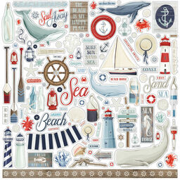 Echo Park - By The Sea Collection - Cardstock Stickers - наклейки