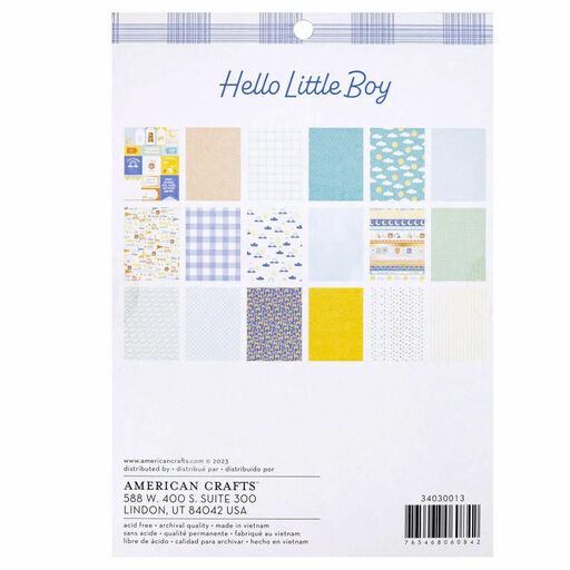 American Crafts - Hello Little Boy Collection - Paper Pad - 1/2 набору паперу 15x20 см