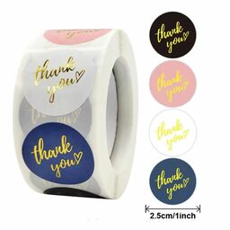 Наклейки "Thank you" - 11  - круглі з фольгуванням - 10 шт