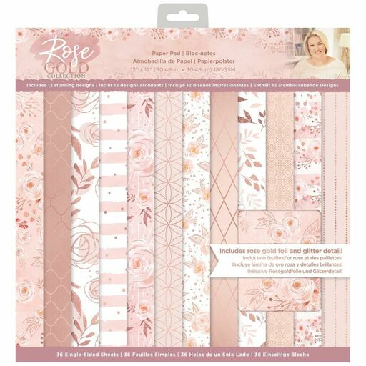 Crafter's Companion - Rose Gold Collection - Paper Pad - 1/3 набору паперу 30x30 см