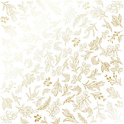 Лист односторонней бумаги с фольгированием "Golden Branches White" (22-001)