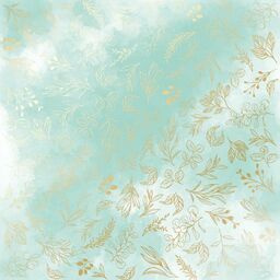 Лист одностороннього паперу з фольгуванням "Golden Branches Mint watercolor" (22-027)