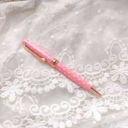 Ручка - розовая с белым горошком