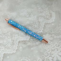 Ручка з "глітером" - 2 - колір Блакитний з рожевим золотом