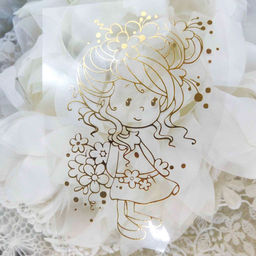 х-Квітуча дівчинка - вирубка із термотрансферної плівки -  foil золото