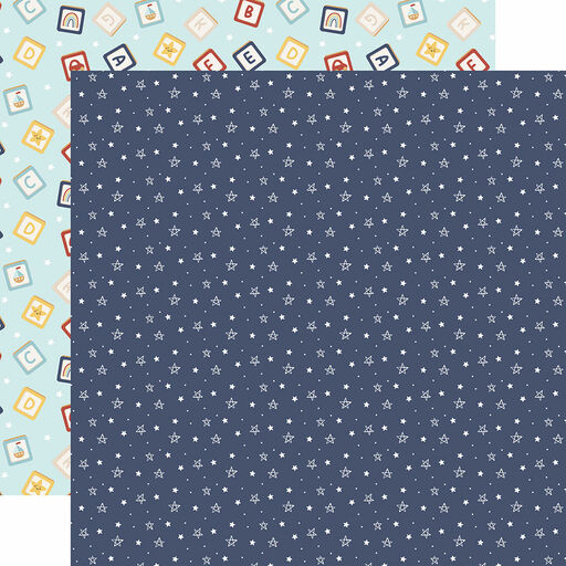 Echo Park - Baby On Board Boy Collection - Double-Sided Cardstock -  I Love You Stars- папір 30x30 см