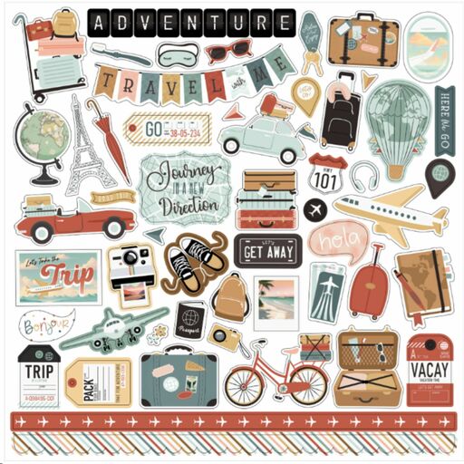 Echo Park - Let's Take The Trip Collection - Cardstock Stickers - наклейки