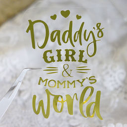 х-Daddy's girl & mommy's world- вырубка из термотрансферной пленки - зеркальное золото