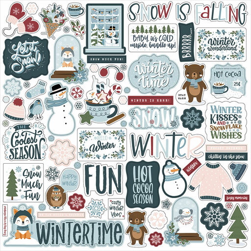 Echo Park - Winter Fun Collection - Cardstock Stickers - наклейки
