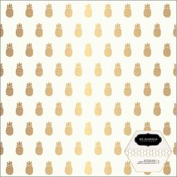 Pebbles - Chasing Adventures Collection - Specialty Cardstock Pineapple W/Gold Foil Accents - картон с фольгированием 30x30 см