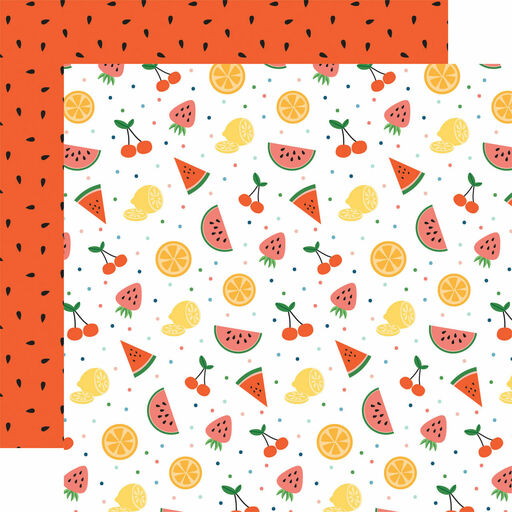 Echo Park - Summertime Collection - Double-Sided Cardstock - Fruit - папір 30x30 см