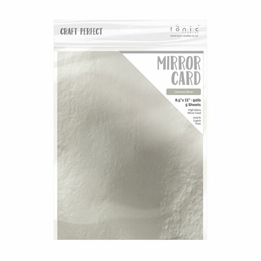 Craft Perfect Mirror Cardstock 8.5"X11" 5/Pkg High Gloss Chrome Silver - зеркальний папір (5шт)