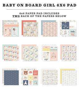 Echo Park - Baby On Board Girl - Collection Kit - Double-Sided Paper Pad - 1/2 набору паперу 15x15 см