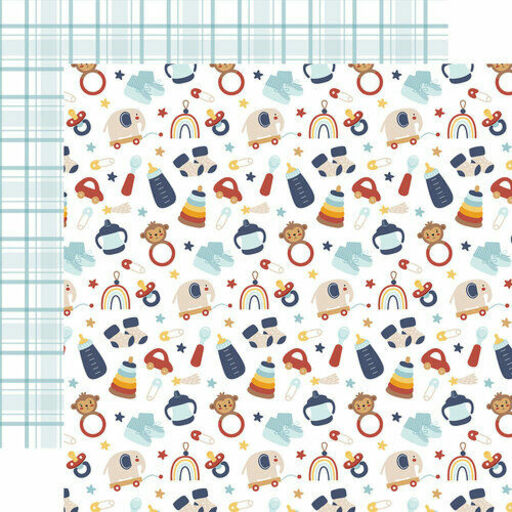 Echo Park - Baby On Board Boy Collection - Double-Sided Cardstock - It'S A Boy Essentials - папір 30x30 см