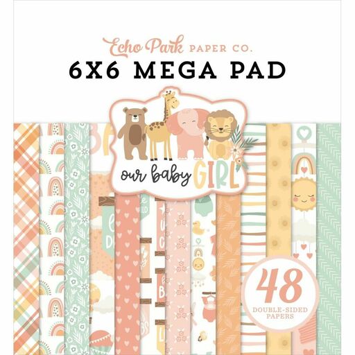 Echo Park - Our Baby Girl Collection - Double-Sided Paper Pad - 1/3 (16 листів) набору паперу 15x15 см