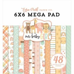 Echo Park - Our Baby Girl Collection - Double-Sided Paper Pad - 1/3 (16 листів) набору паперу 15x15 см