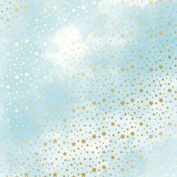 Лист одностороннього паперу з фольгуванням "Golden Stars Azure water" (9-025)