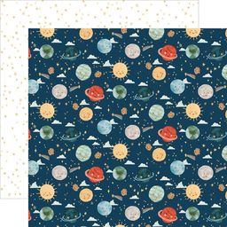 Echo Park - Welcome Baby Boy Collection - Double-Sided Cardstock - Planets - папір 30x30 см