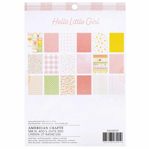 American Crafts - Hello Little Girl Collection - Paper Pad - 1/2 набору паперу 15x20 см
