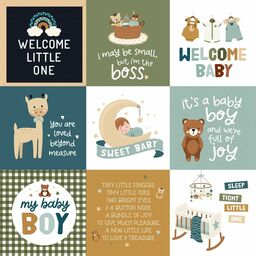 Echo Park - Special Delivery Baby Boy Collection - Double-Sided Cardstock - 4"X4" Journaling Card - папір 30x30 см