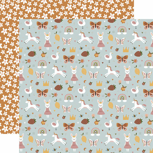 Echo Park - Dream Big Little Girl Collection - Double-Sided Cardstock - Unicorns and Fun - папір 30x30 см