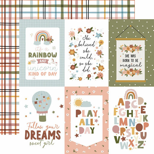 Echo Park - Dream Big Little Girl Collection - Double-Sided Cardstock - 4"х6" Journaling Cards - папір 30x30 см