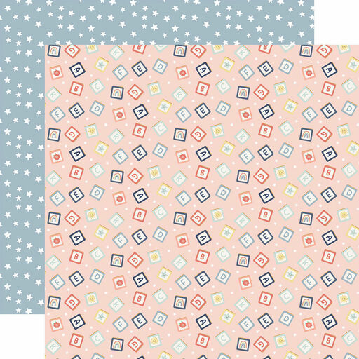 Echo Park - Baby On Board Girl Collection - Double-Sided Cardstock - Cute Abc Blocks - папір 30x30 см