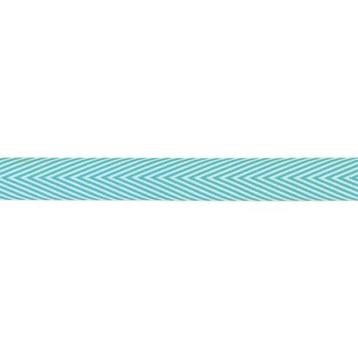 Twill Chevron Stripe Ribbon 3/4 Turquoise - стрічка