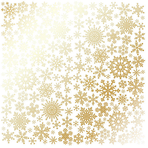 Лист одностороннього паперу з фольгуванням "Golden snowflakes White" (15-001)