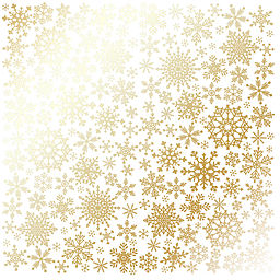 Лист одностороннього паперу з фольгуванням "Golden snowflakes White" (15-001)